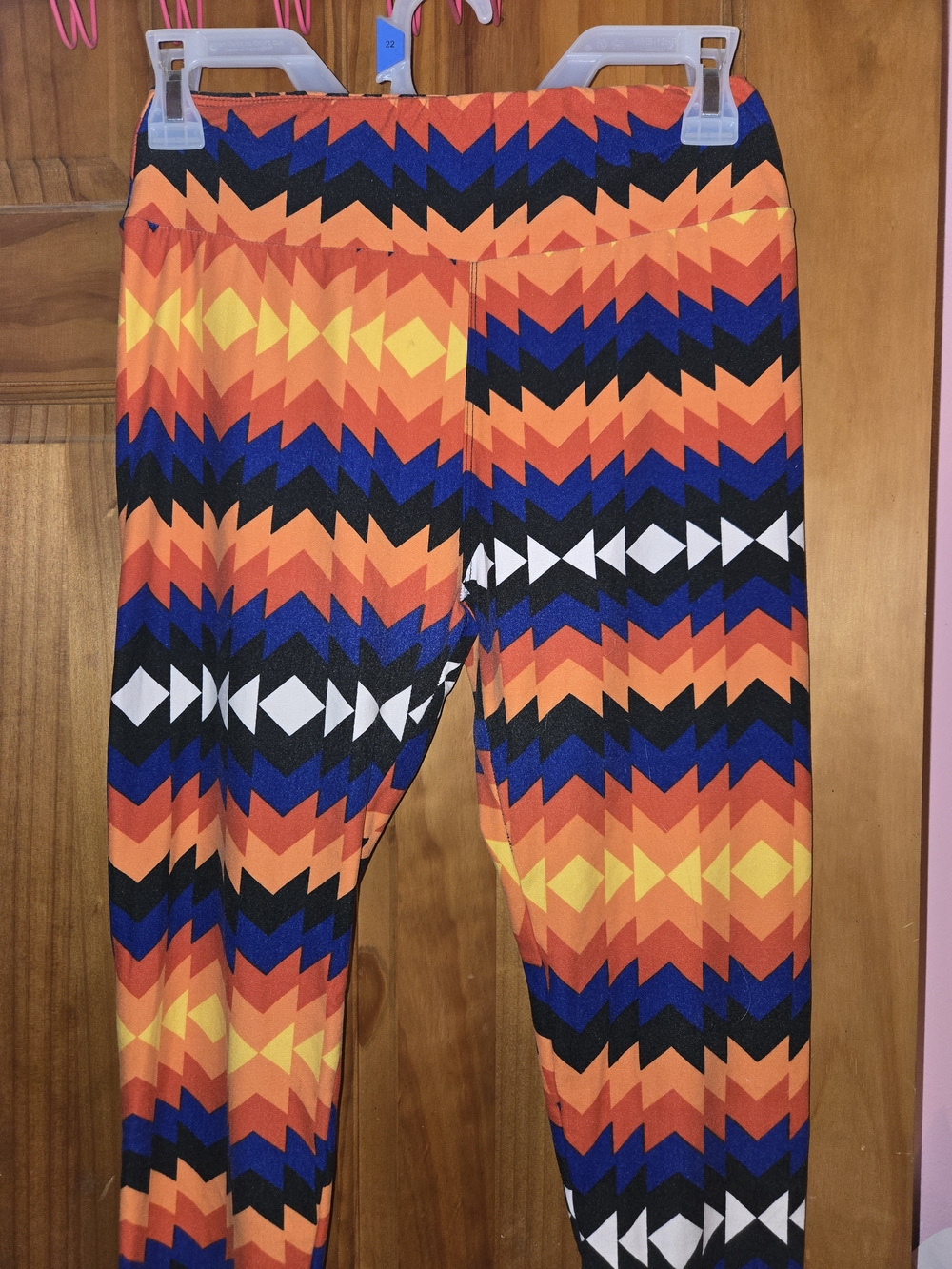 Lularoe Bright Geometric Stretch Leggings - Orange, Blue, Black